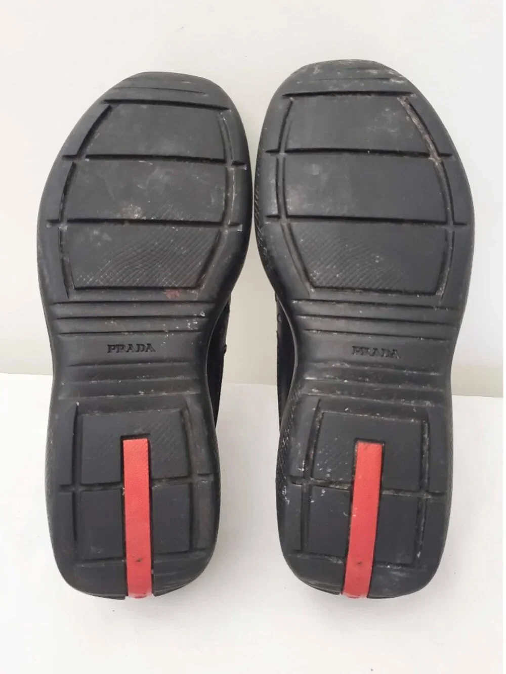 Vintage Prada Womens Sneakers Linea Rossa America’s Cup Black Leather Shoes 37,5